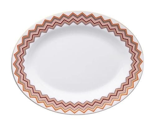 Iconic Turuncu Bordo Porselen Oval Servis Tabağı 36 cm