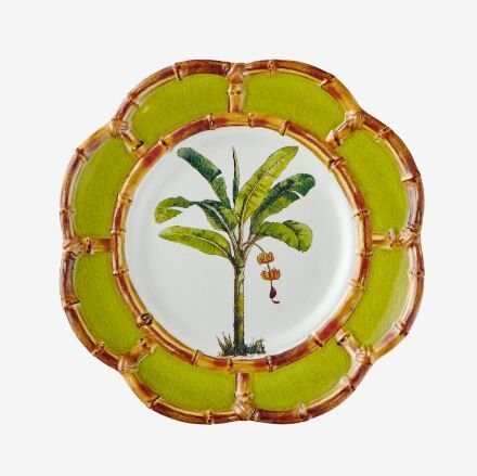 Yeşil Beyaz Melamin Kahvaltı Tabağı 23 Cm Bambu