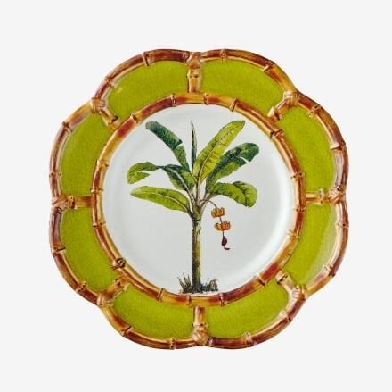 Yeşil Beyaz Melamin Kahvaltı Tabağı 23 Cm Bambu