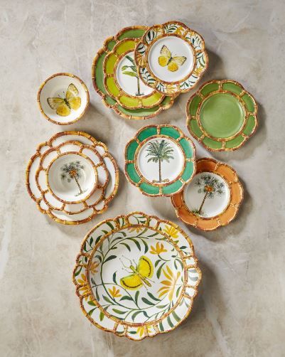 Yeşil Beyaz Melamin Kahvaltı Tabağı 23 Cm Bambu