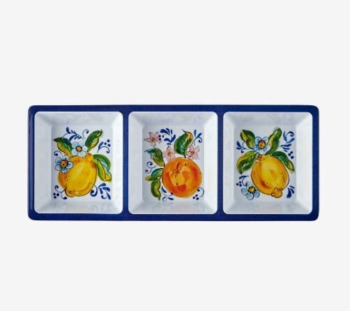 Mavi Melamin 3 Bölmeli Çerezlik 38 Cm Capri Collection