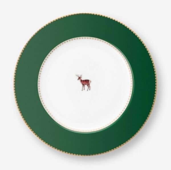 Love Birds Yeşil Porselen Pasta Tabağı 17 Cm