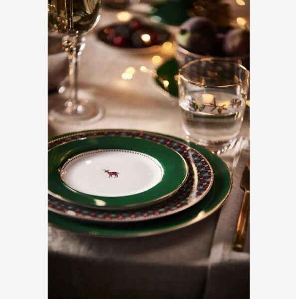 Love Birds Yeşil Porselen Kahvaltı Tabağı 21 Cm