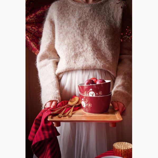 Kırmızı Porselen Kase 15 Cm Love Birds