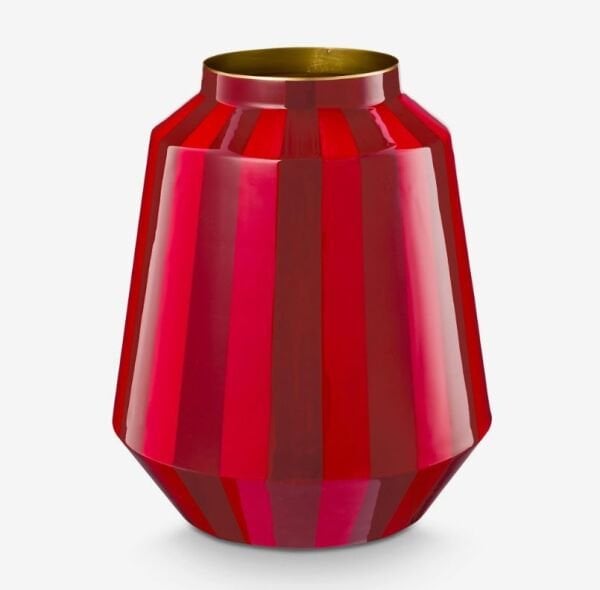 Kırmızı Metal Vazo 24X29 Cm Love BirdsV