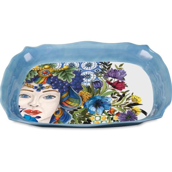 Milano Mavi Porselen Dikdörtgen Küçük Servis