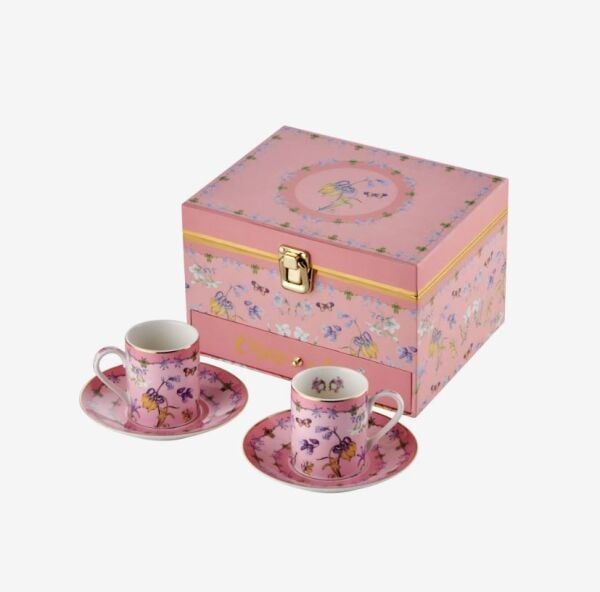 Art Ballerina 2li Pembe Kahve Fincanı with Music Box