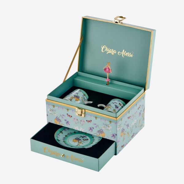 Art Ballerina 2li Yeşil Kahve Fincanı with Music Box