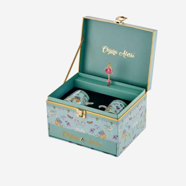 Art Ballerina 2li Yeşil Kahve Fincanı with Music Box