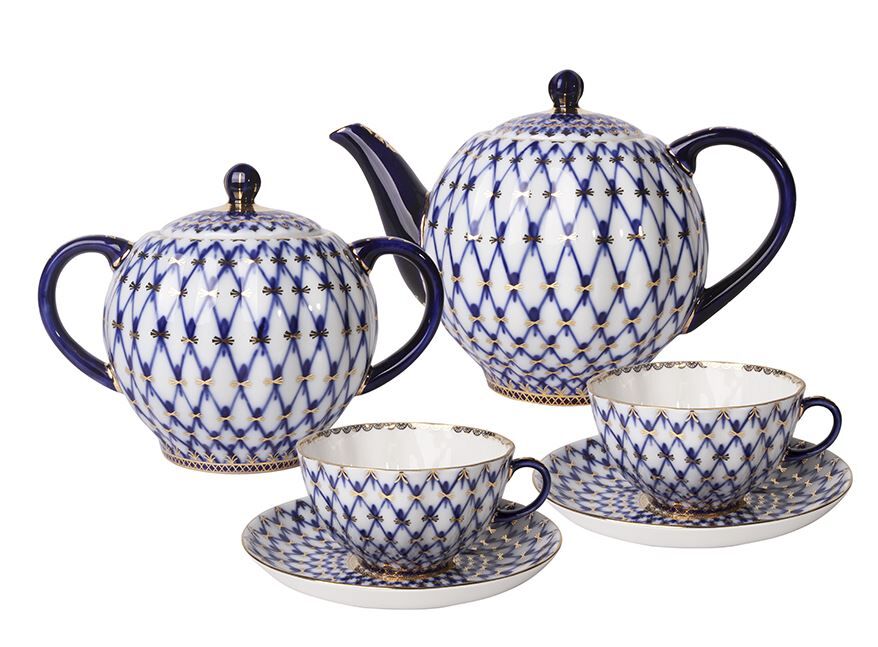 Tea set Tulip Cobalt Net  6/20