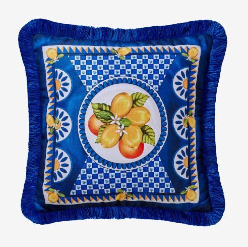 Mavi Kadife Dekoratif Yastık 45X45 Cm Portofino