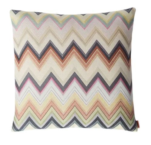 Agadir Kahverengi Çok Renkli Zigzag Desenli Dekoratif Yastık 40 x 40 cm