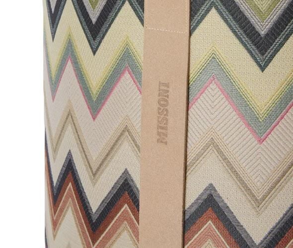 Agadir Kahverengi Çok Renkli Zigzag Desenli Yuvarlak Puf