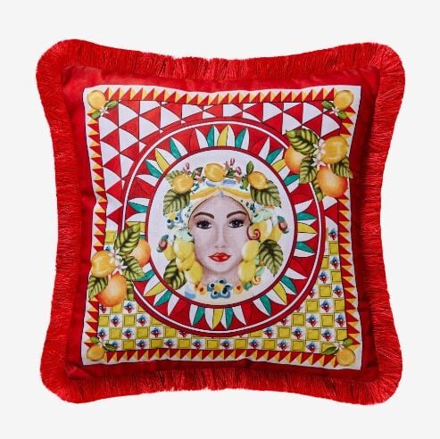 Kırmızı Kadife Dekoratif Yastık 45X45 Cm Portofino