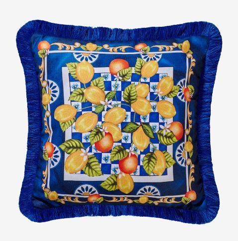 Mavi Kadife Dekoratif Yastık 45X45 Cm Portofino