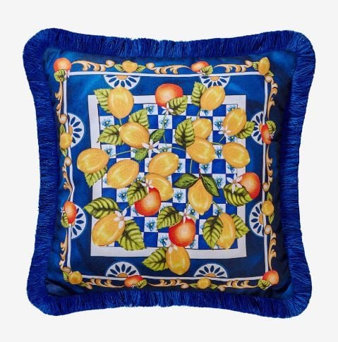 Mavi Kadife Dekoratif Yastık 45X45 Cm Portofino