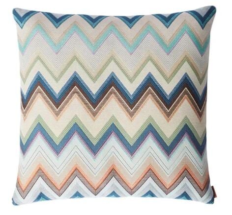 Agadir Mavi Çok Renkli Zigzag Desenli Dekoratif Yastık 40 x 40 cm