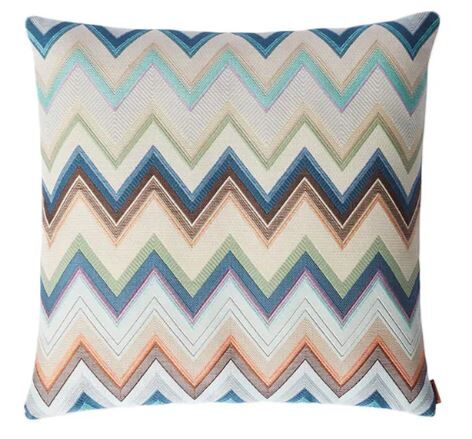 Agadir Mavi Çok Renkli Zigzag Desenli Dekoratif Yastık 40 x 40 cm