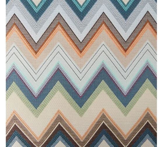 Agadir Mavi Çok Renkli Zigzag Desenli Dekoratif Yastık 40 x 40 cm