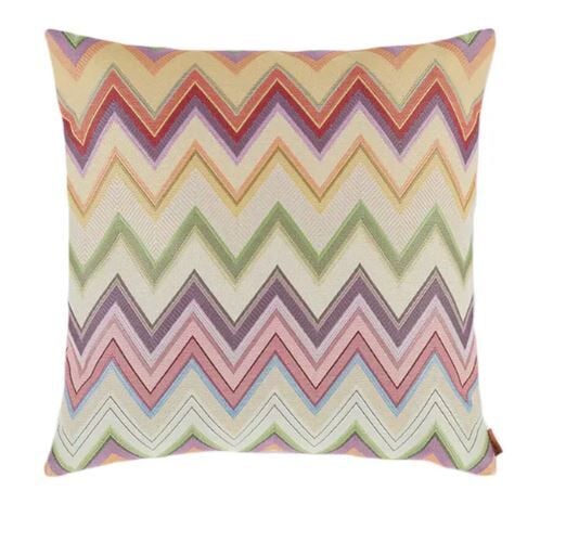 Agadir Turuncu Çok Renkli Zigzag Desenli Dekoratif Yastık 40 x 40 cm