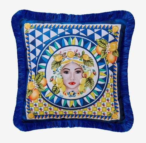 Mavi Kadife Dekoratif Yastık 45X45 Cm Portofino