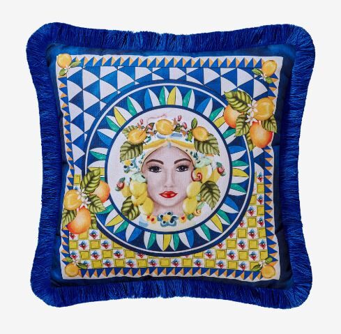 Mavi Kadife Dekoratif Yastık 45X45 Cm Portofino