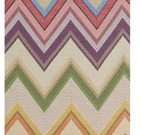 Agadir Turuncu Çok Renkli Zigzag Desenli Yuvarlak Puf