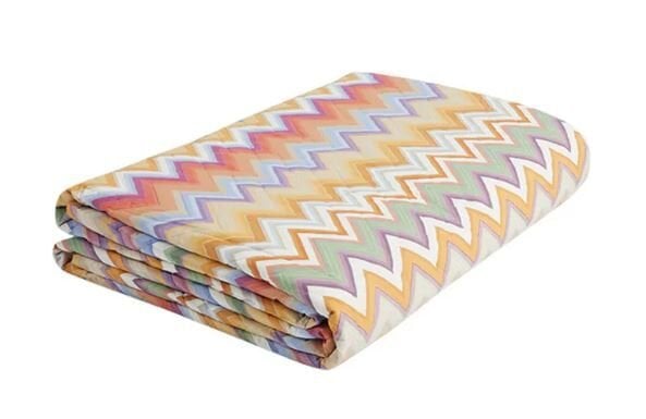 Andres 159 Turuncu Çok Renkli Zigzag Desenli Yatak Örtüsü