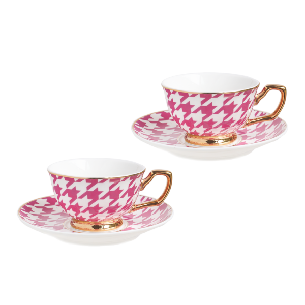 Fuşya Kazayağı 2 li Kahve Fincanı