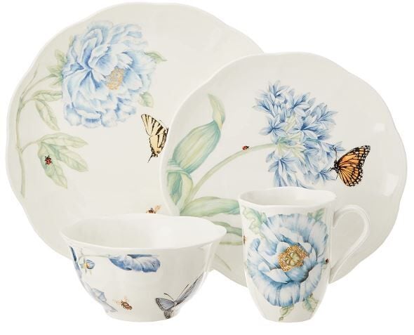 Lenox Blue Betterfly - Yemek Seti ( Yemek, Accent, Komposto / Salata Kasesi,Kupa) 4 Parça