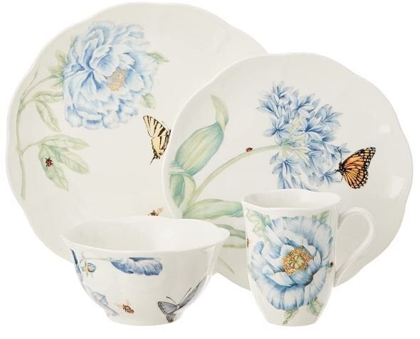 Lenox Blue Betterfly - Yemek Seti ( Yemek, Accent, Komposto / Salata Kasesi,Kupa) 4 Parça
