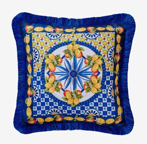 Mavi Kadife Dekoratif Yastık 45X45 Cm Portofino