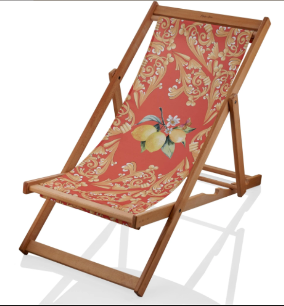 Capri Şezlong Kırmızı Limon Desenli