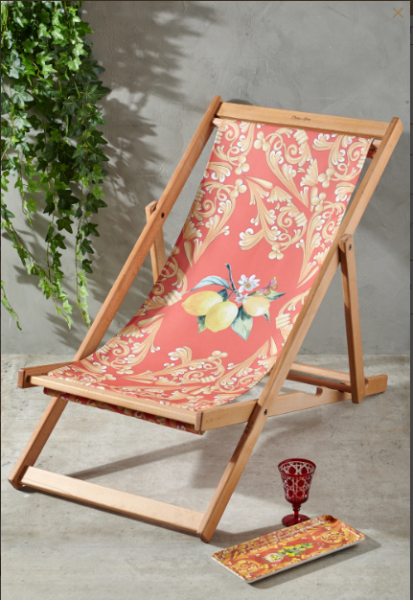 Capri Şezlong Kırmızı Limon Desenli