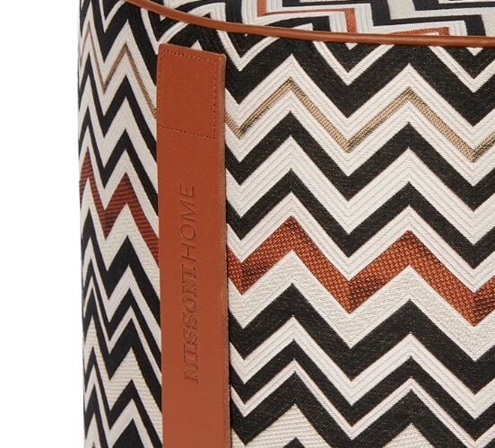 Belfast 160 Siyah Çok Renkli Zigzag Desenli Yuvarlak Puf