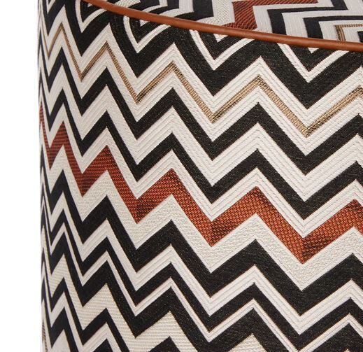 Belfast 160 Siyah Çok Renkli Zigzag Desenli Yuvarlak Puf