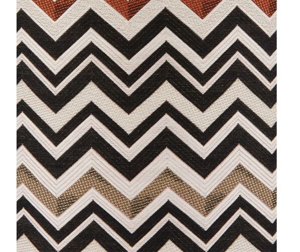 Belfast 160 Siyah Çok Renkli Zigzag Desenli Yuvarlak Puf