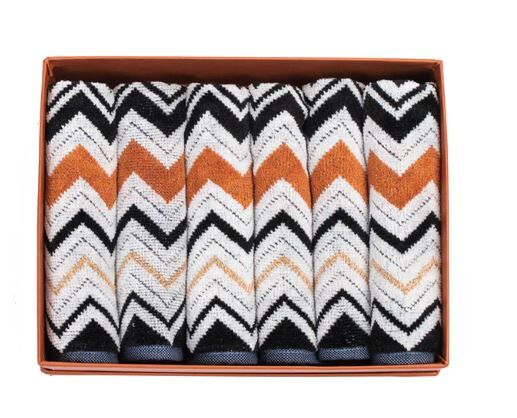 Bernard Siyah Çok Renkli Zigzag Desenli Kutulu El Havlusu Seti 6'lı
