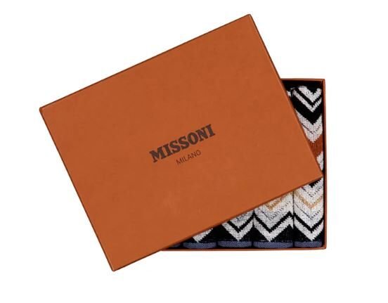 Bernard Siyah Çok Renkli Zigzag Desenli Kutulu El Havlusu Seti 6'lı