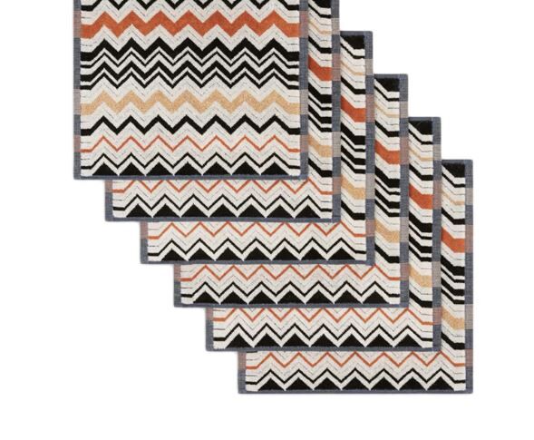 Bernard Siyah Çok Renkli Zigzag Desenli Kutulu El Havlusu Seti 6'lı