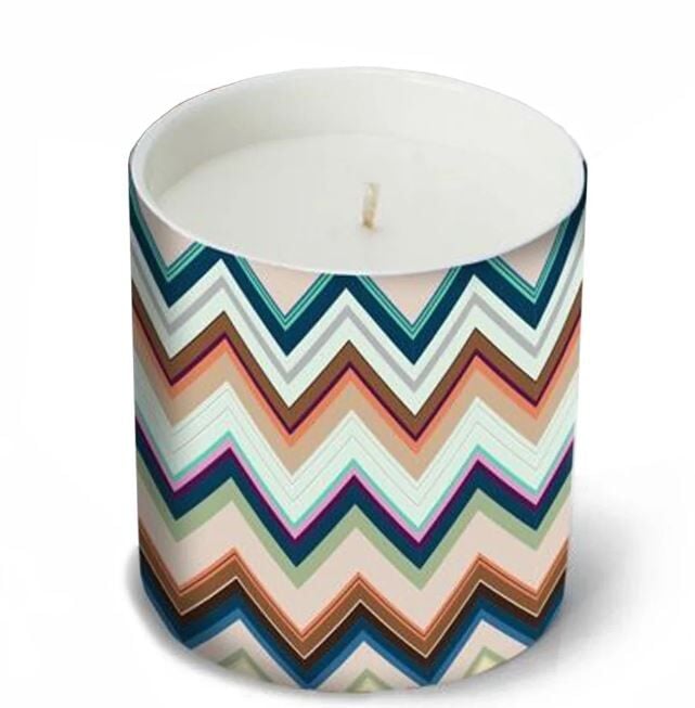 Agadir 150 - Mavi Çok Renkli Zigzag Desenli Mum 8,3 cm