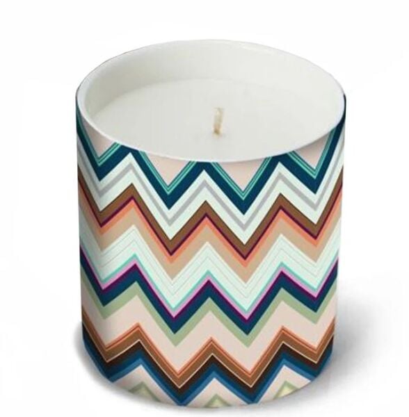 Agadir 150 - Mavi Çok Renkli Zigzag Desenli Mum 8,3 cm