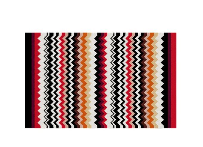 Best 156 - Kırmızı Çok Renkli Zigzag Desenli Banyo Halısı 60 x 90 cm