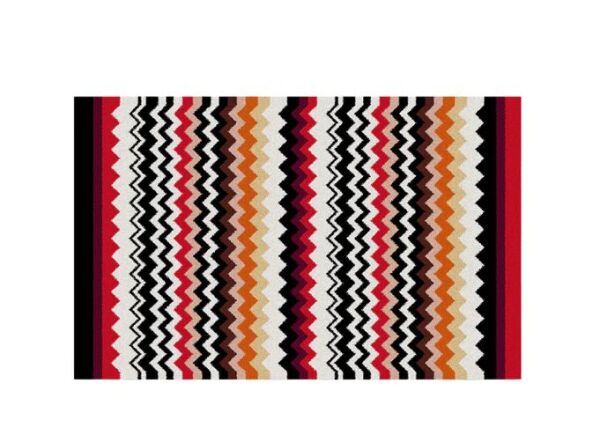 Best 156 - Kırmızı Çok Renkli Zigzag Desenli Banyo Halısı 60 x 90 cm