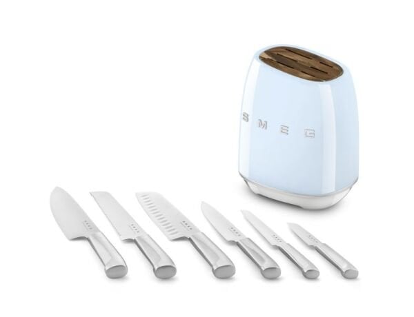 Retro Standlı Bıçak Seti Pastel Mavi