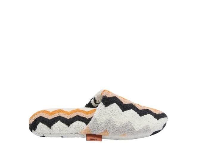 Best Siyah Çok Renkli Zigzag Desenli Havlu Terlik S