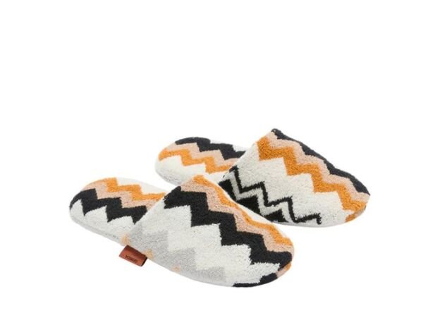 Best Siyah Çok Renkli Zigzag Desenli Havlu Terlik S