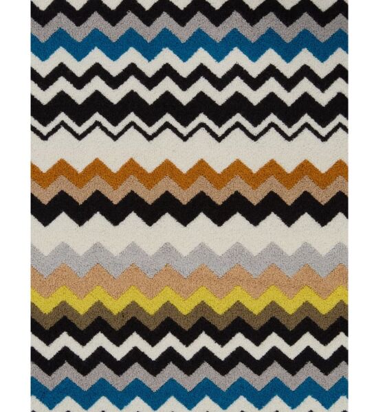 Best Siyah Çok Renkli Zigzag Desenli Banyo Halısı 60x90 cm