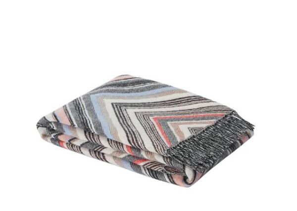 Chevron Siyah Çok Renkli Koltuk Şalı 130 x 190 cm