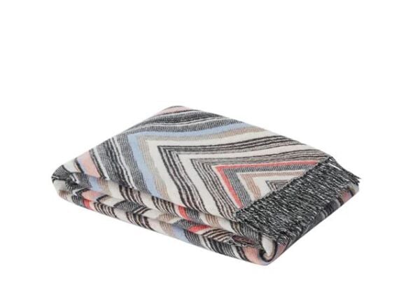 Chevron Siyah Çok Renkli Koltuk Şalı 130 x 190 cm